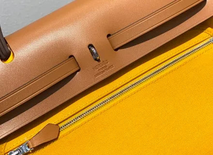 Herbag 31 Canvas and Leather Shoulder Bag Amber Yellow
