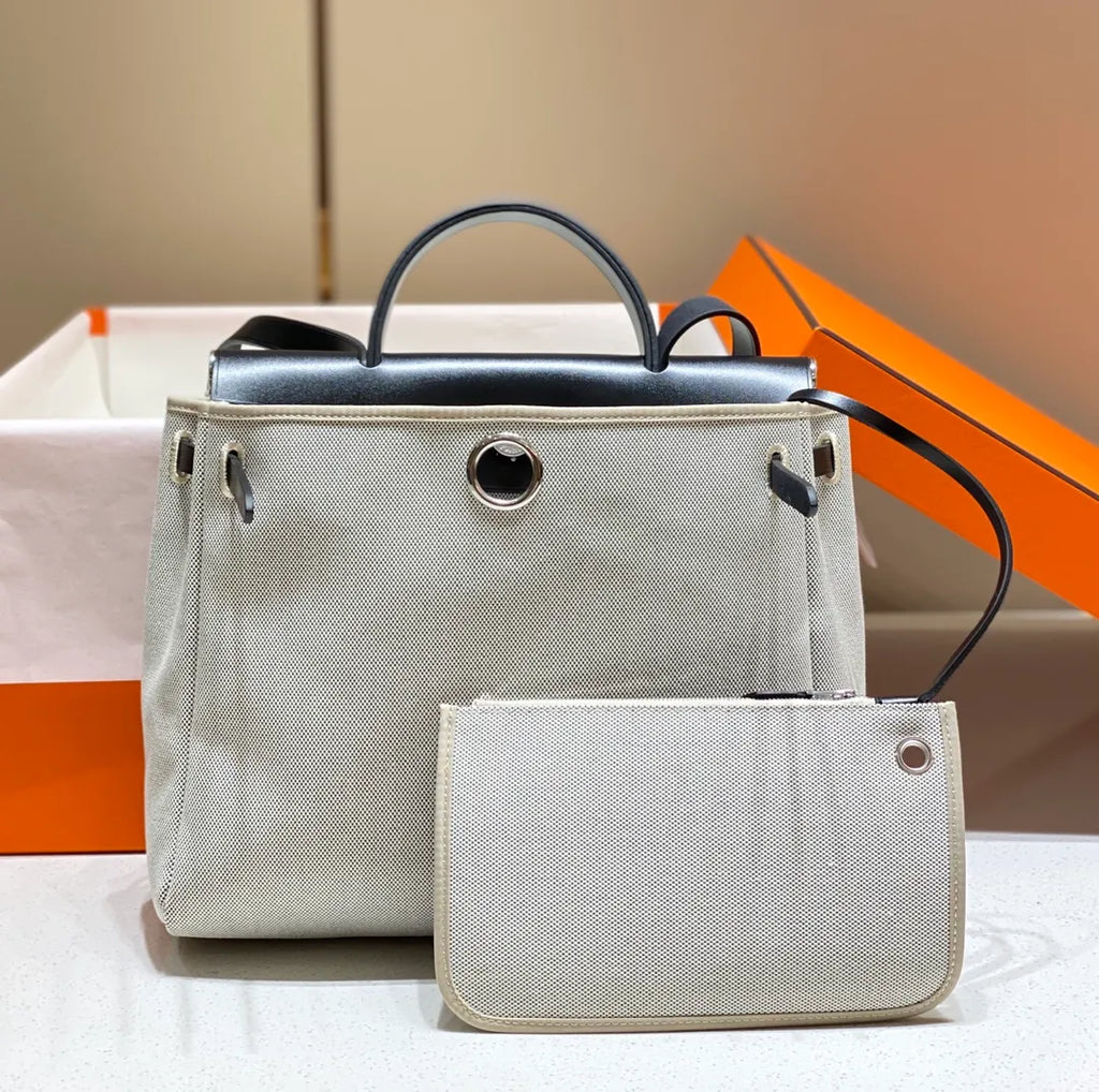 Herbag Zip 31 Canvas and Leather Shoulder Bag Panda