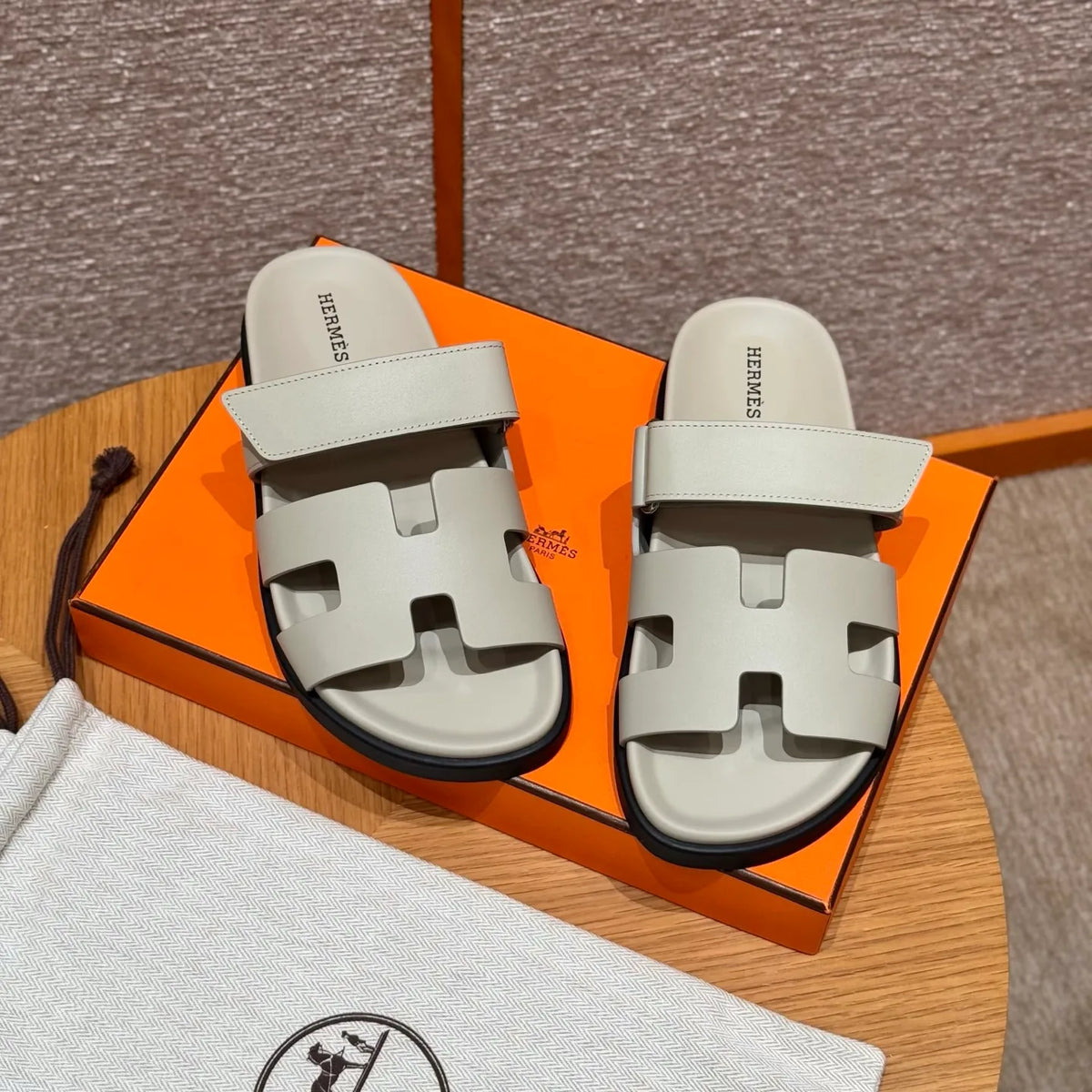 Hermes 225 Chypre Sandals Calfskin Smooth Swift Rubber 333017