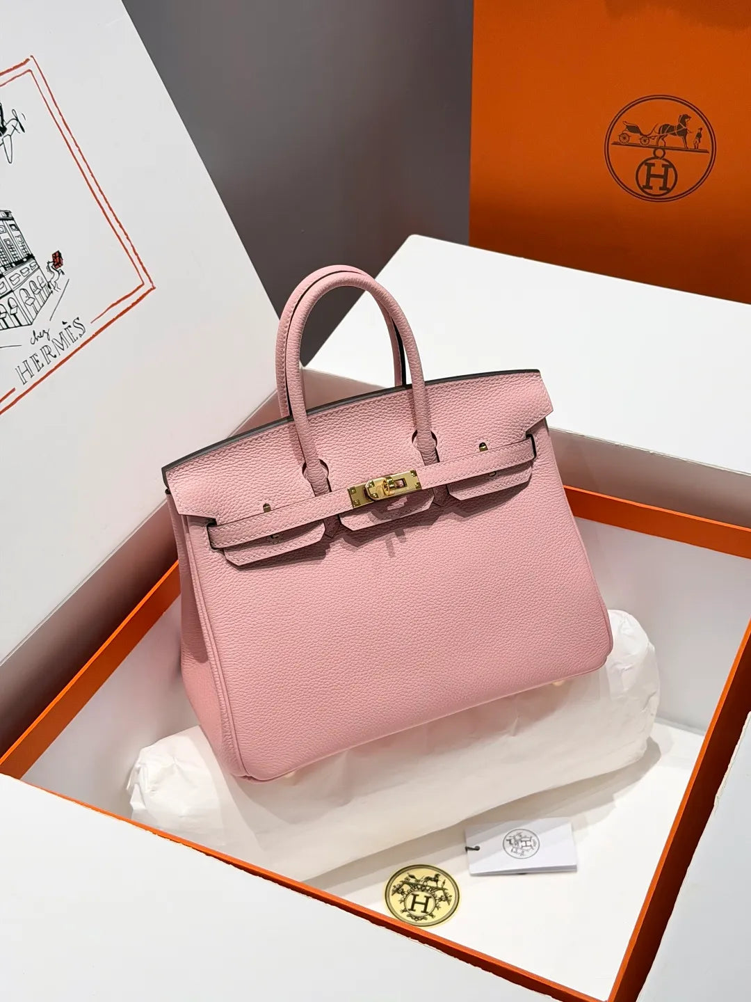 Hermès Birkin 25 Togo Leather Handbag Rose Sakura