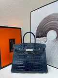 Hermès Birkin 30 Alligator Leather Handbag Bleuet Blue