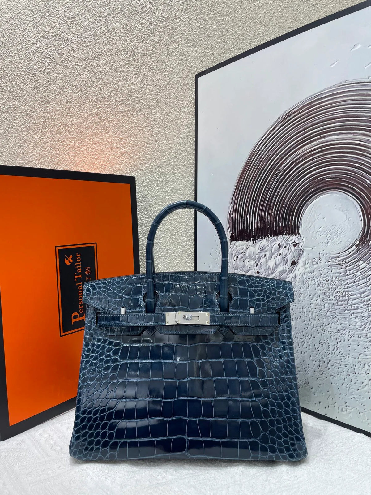 Hermès Birkin 30 Alligator Leather Handbag Bleuet Blue