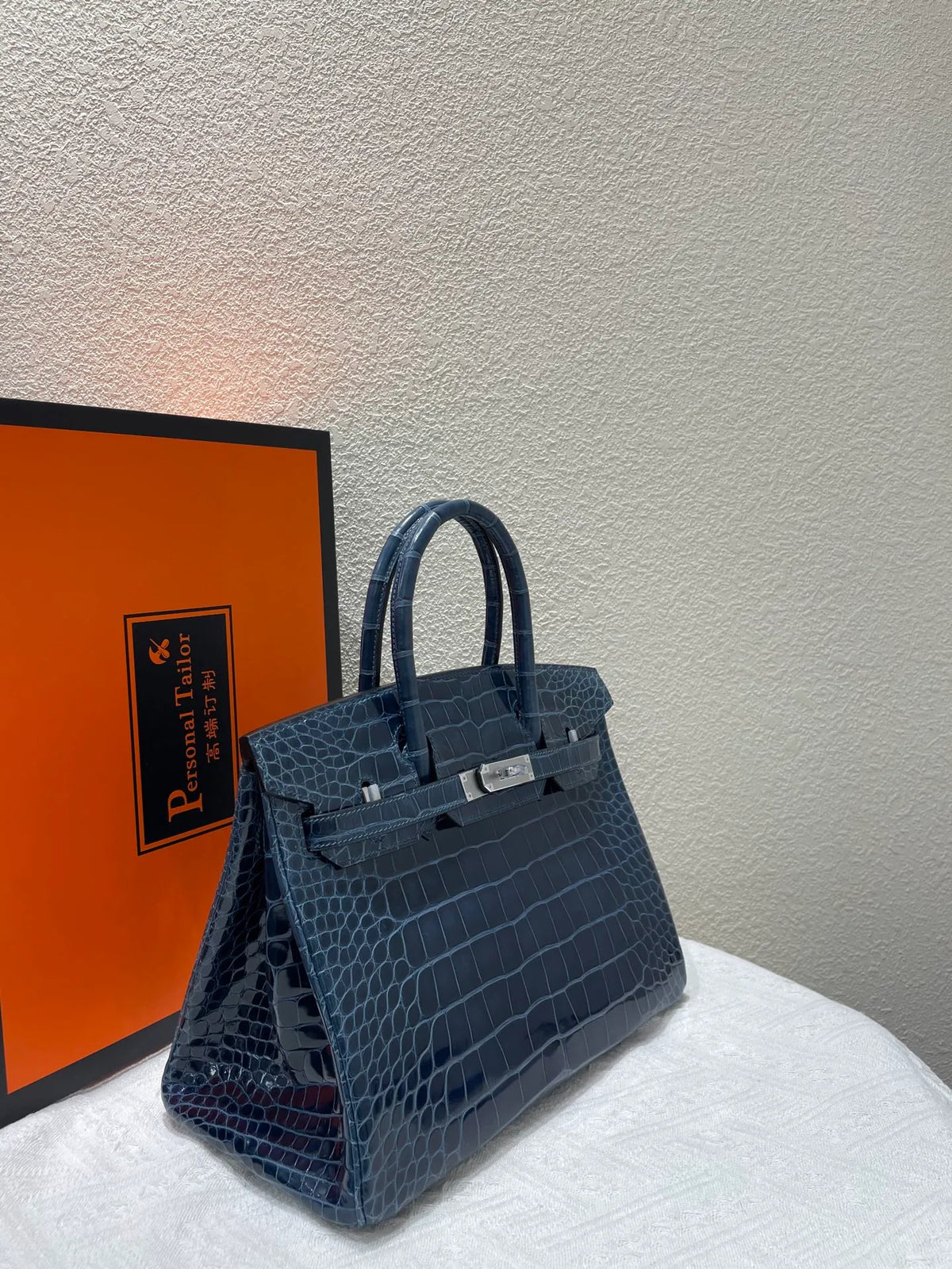 Hermès Birkin 30 Alligator Leather Handbag Bleuet Blue