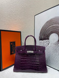 Hermès Birkin 30 Alligator Leather Handbag Grape Purple