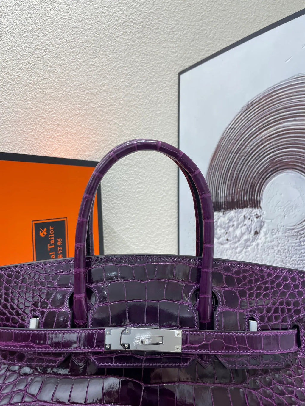 Hermès Birkin 30 Alligator Leather Handbag Grape Purple