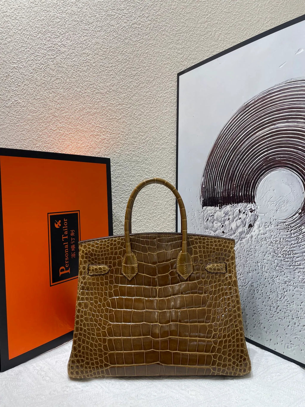 Hermès Birkin 30 Shiny Alligator Handbag Havana Silver