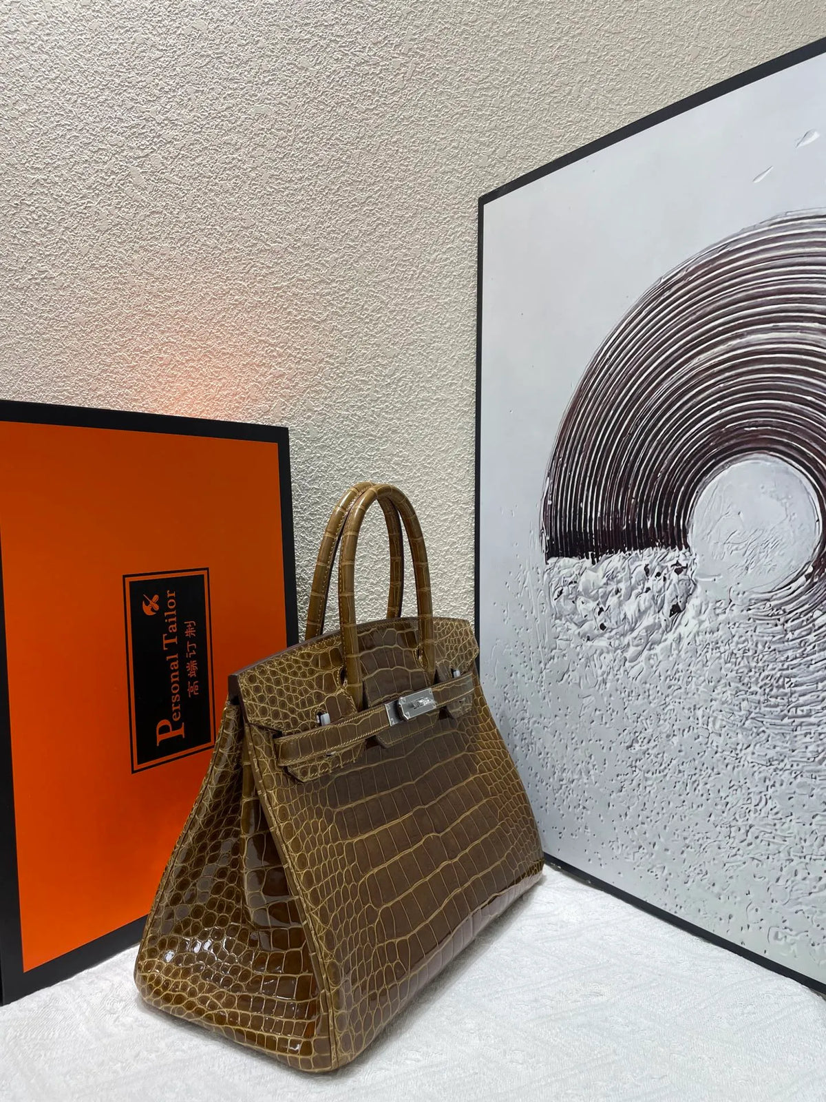 Hermès Birkin 30 Shiny Alligator Handbag Havana Silver