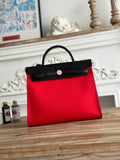 Hermès Herbag 31 Canvas and Leather Shoulder Bag