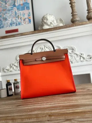 Hermès Herbag 31 Canvas and Leather Shoulder Bag