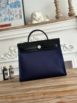 Hermès Herbag 31 Canvas and Leather Shoulder Bag