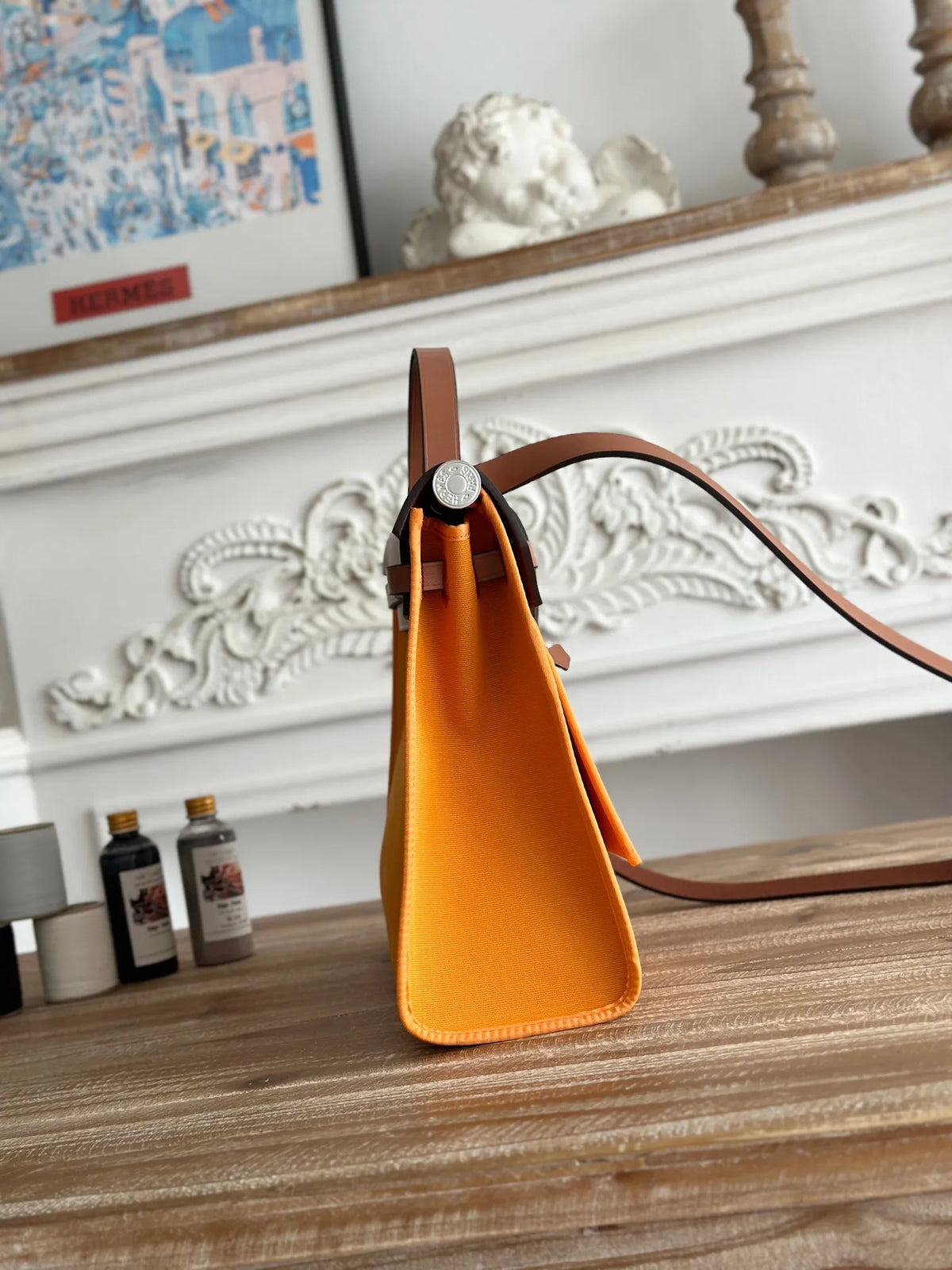 Hermès Herbag 31 Canvas and Leather Shoulder Bag