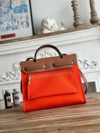 Hermès Herbag 31 Canvas and Leather Shoulder Bag