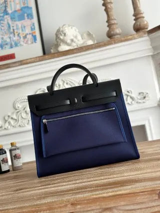 Hermès Herbag 31 Canvas and Leather Shoulder Bag