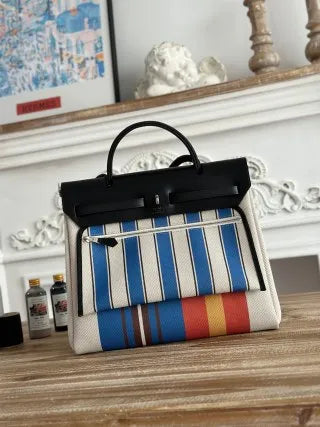 Hermès Herbag 31 Canvas and Leather Shoulder Bag