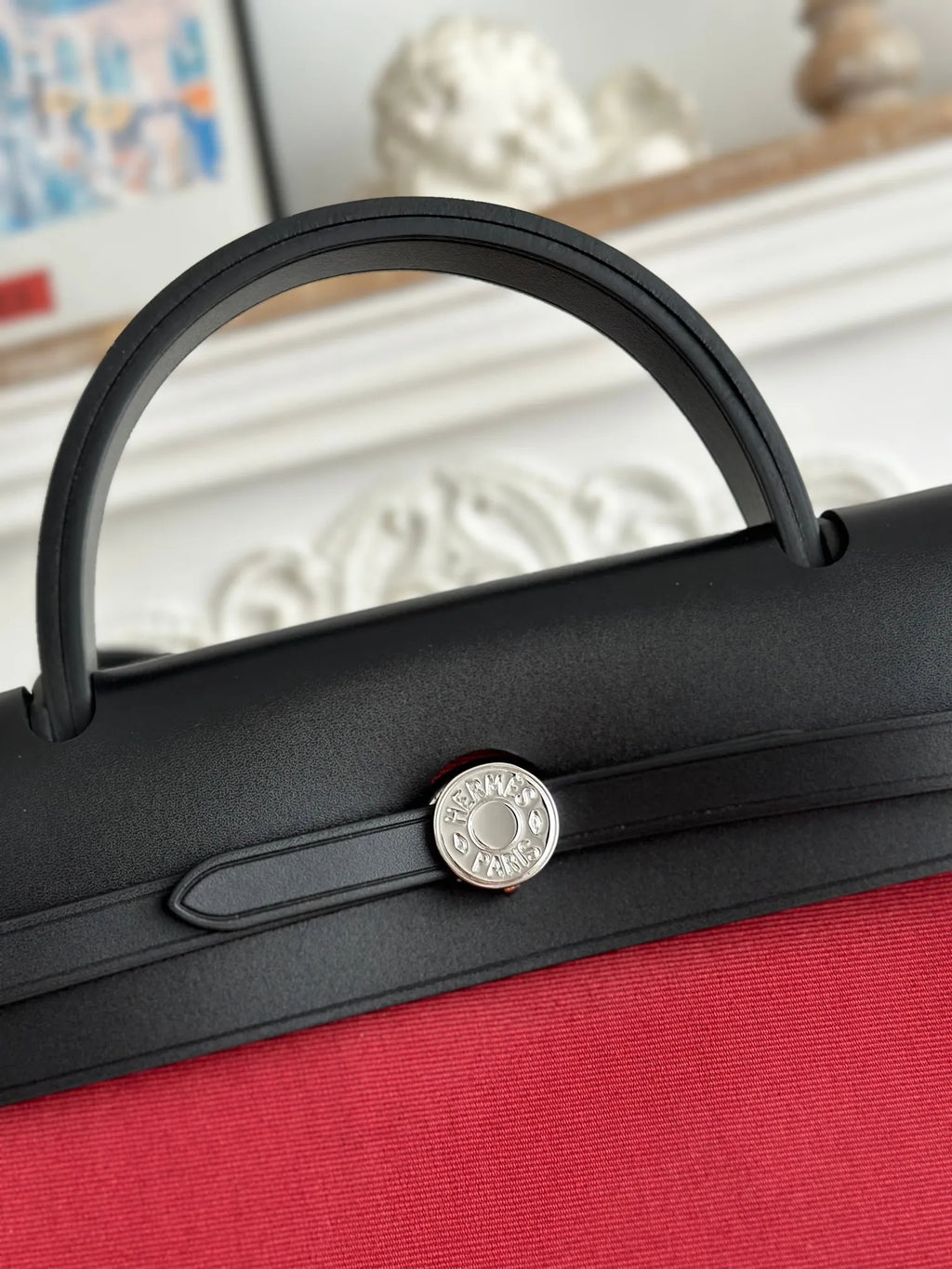 Hermès Herbag 31 Canvas and Leather Shoulder Bag
