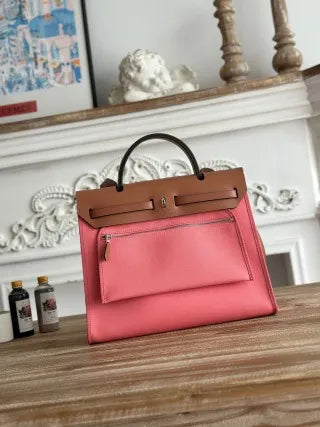 Hermès Herbag 31 Canvas Leather Handbag