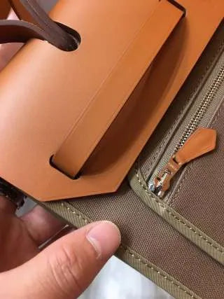 Hermès Herbag 31 Canvas Leather Handbag Elephant Grey
