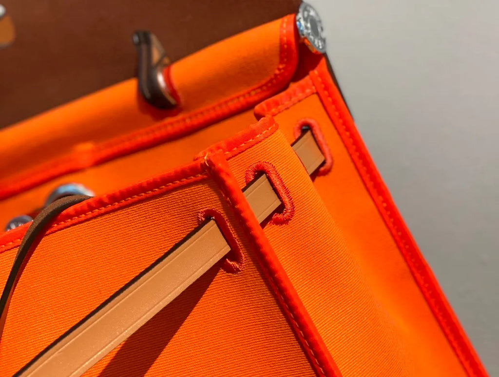 Hermès Herbag 31 Canvas Leather Handbag Vibrant Orange