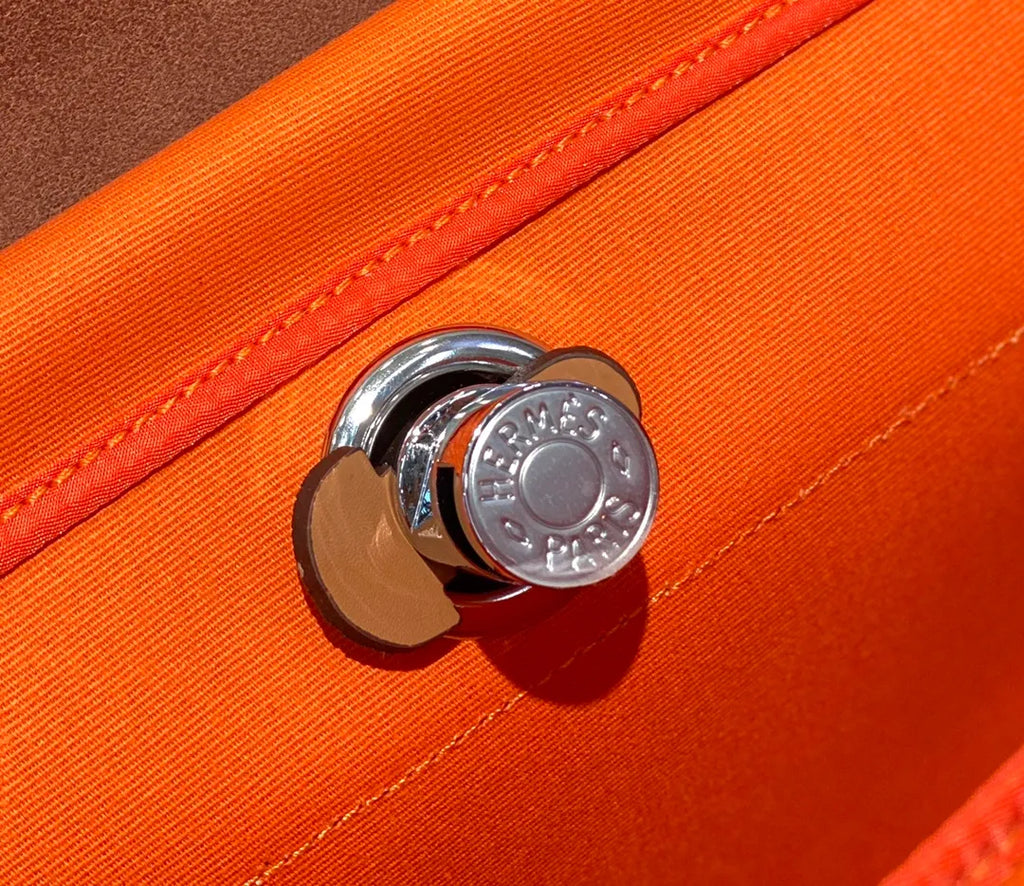 Hermès Herbag 31 Canvas Leather Handbag Vibrant Orange