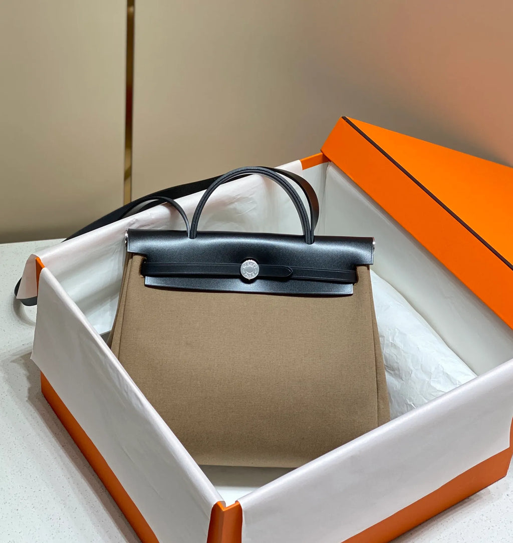 Hermès Herbag Zip 31 Canvas and Leather Shoulder Bag