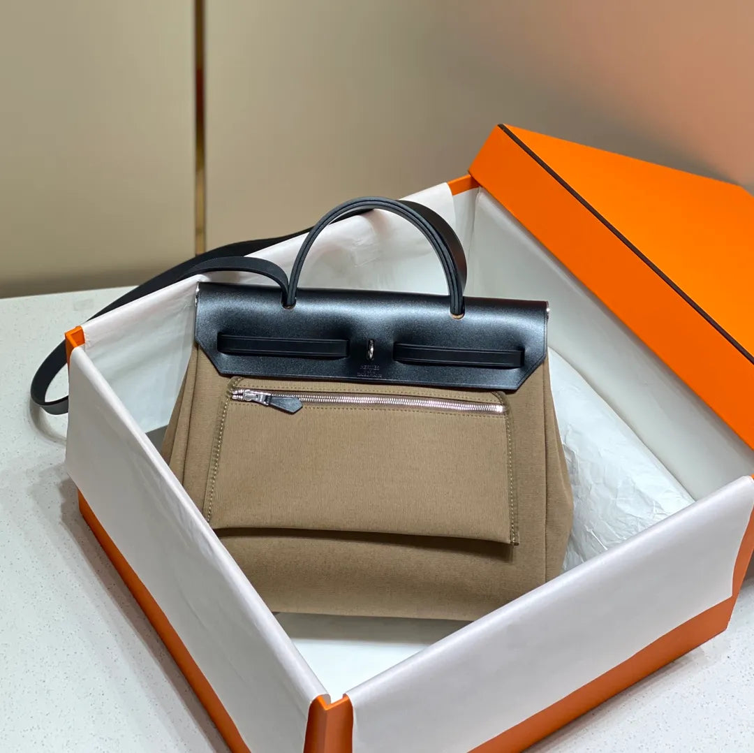 Hermès Herbag Zip 31 Canvas and Leather Shoulder Bag