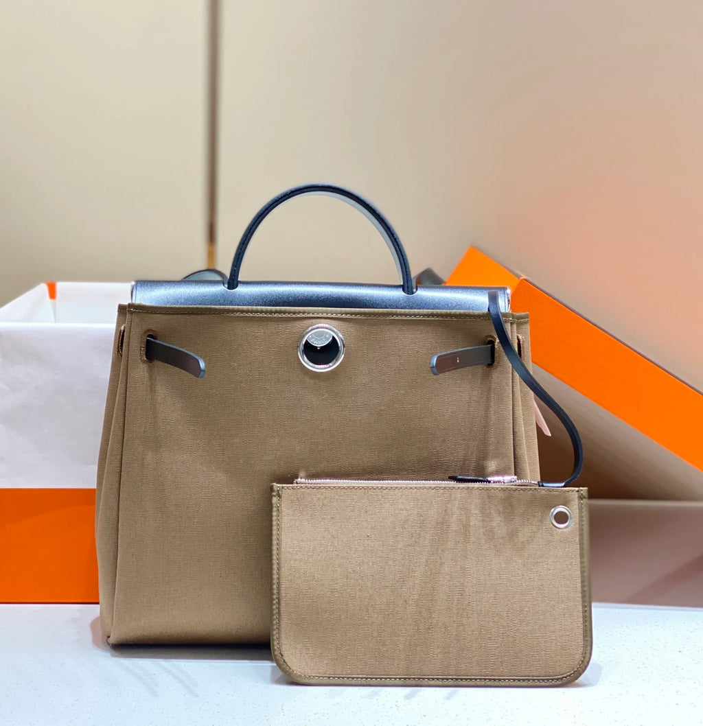 Hermès Herbag Zip 31 Canvas and Leather Shoulder Bag
