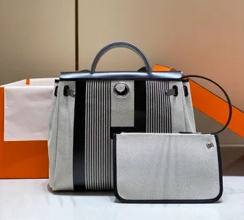 Hermès Herbag Zip 31 Canvas and Leather Shoulder Bag