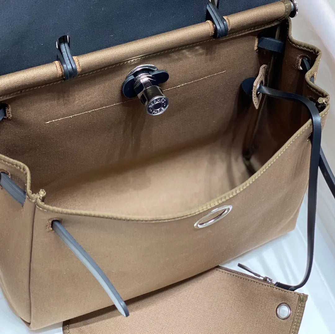 Hermès Herbag Zip 31 Canvas and Leather Shoulder Bag