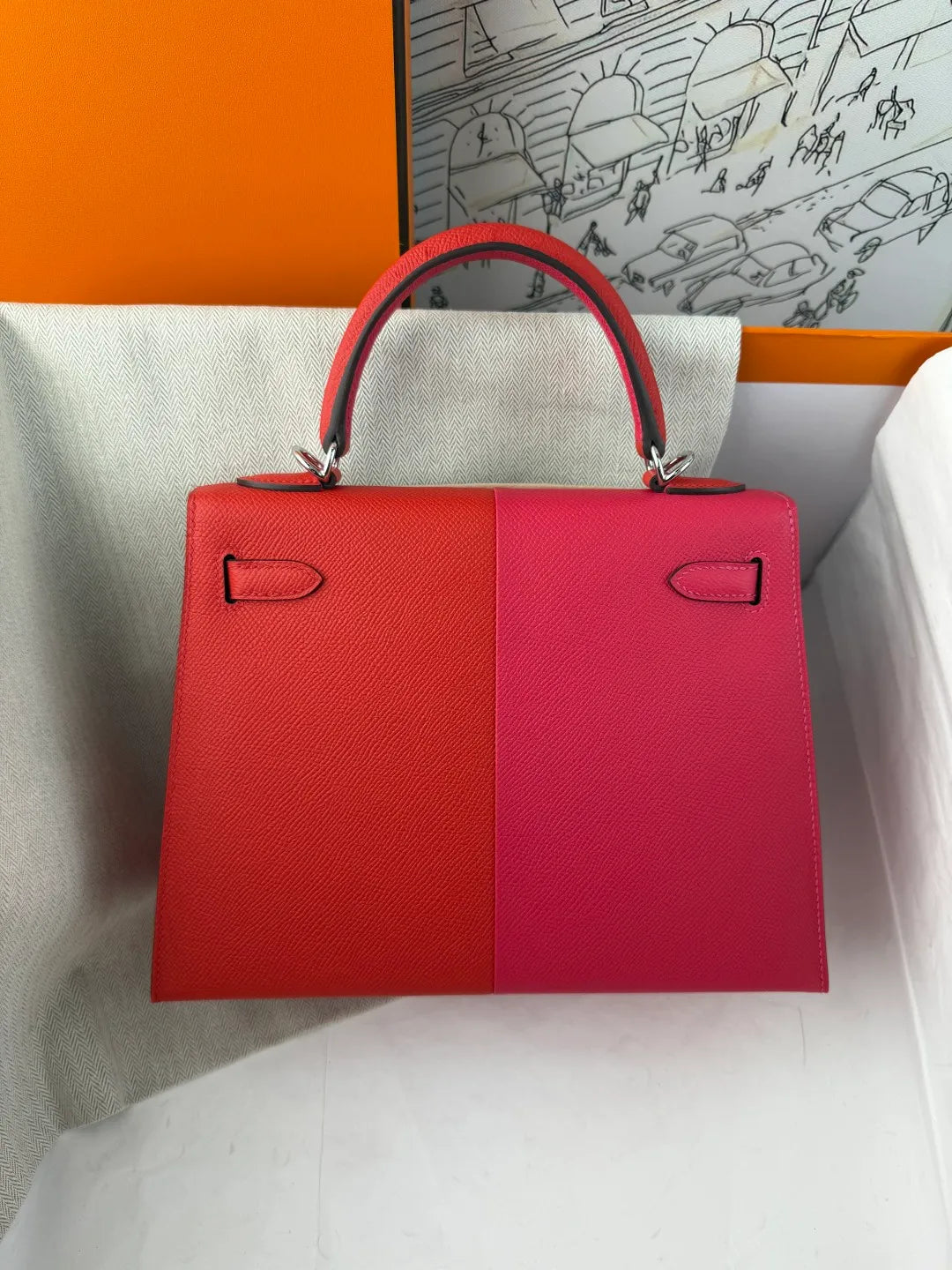 Hermès Kelly 25 Epsom Leather Handbag Extreme Pink
