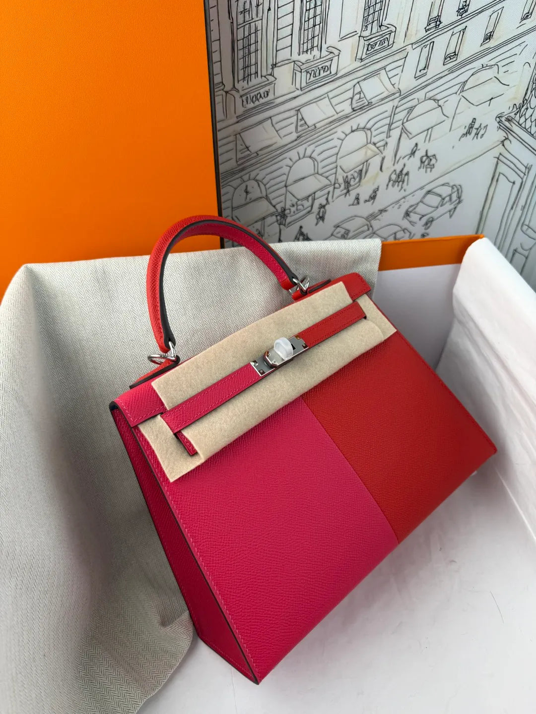 Hermès Kelly 25 Epsom Leather Handbag Extreme Pink