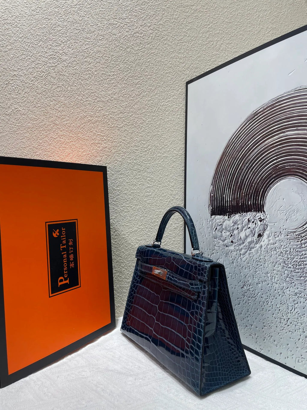 Hermès Kelly 28 Alligator Leather Handbag Storm Blue