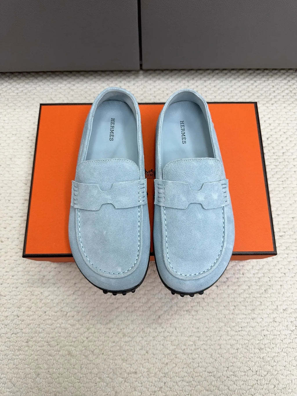 Hermès Unisex Leather Birkenstock Mule Loafers