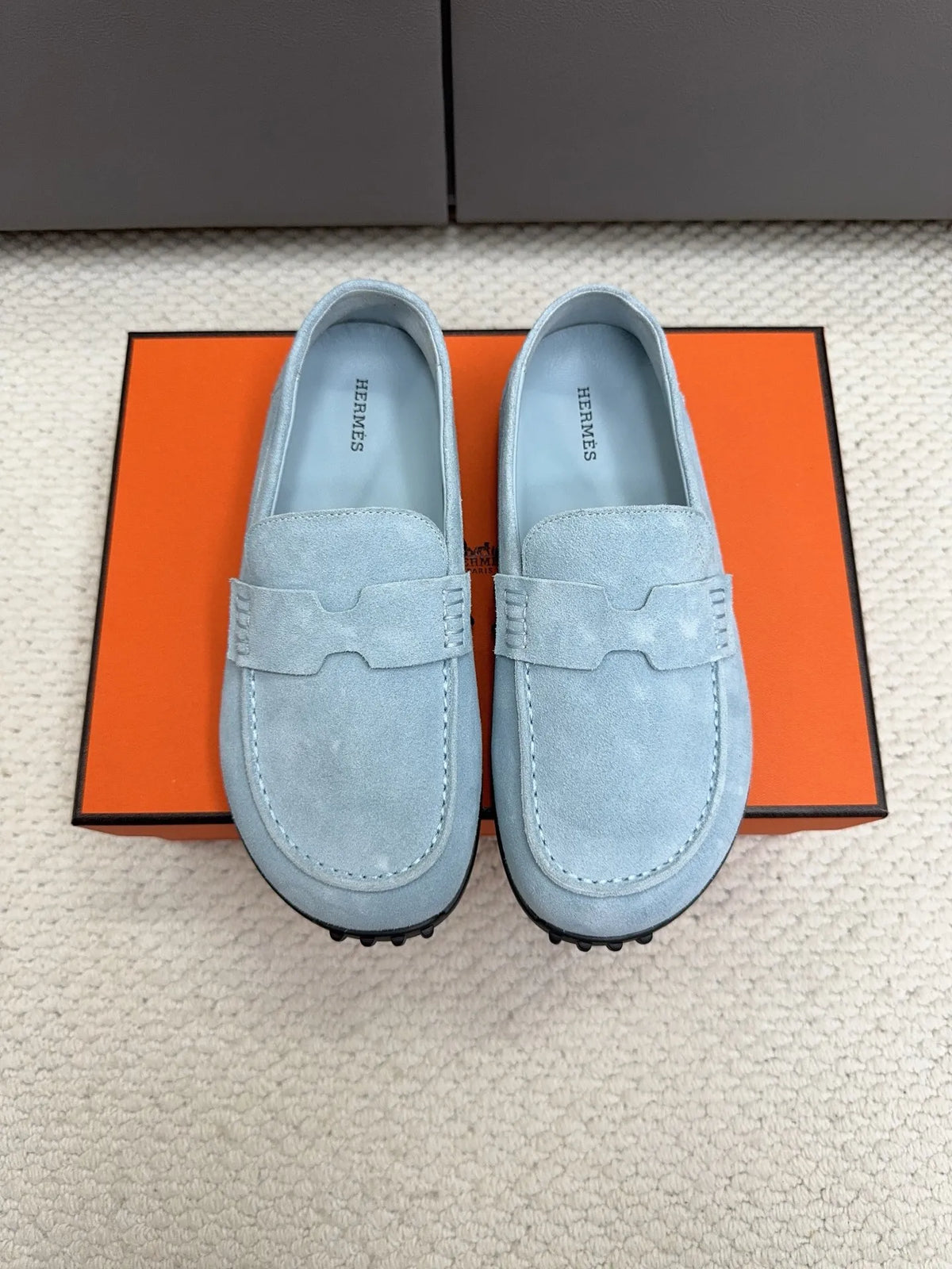 Hermès Unisex Leather Birkenstock Mule Loafers