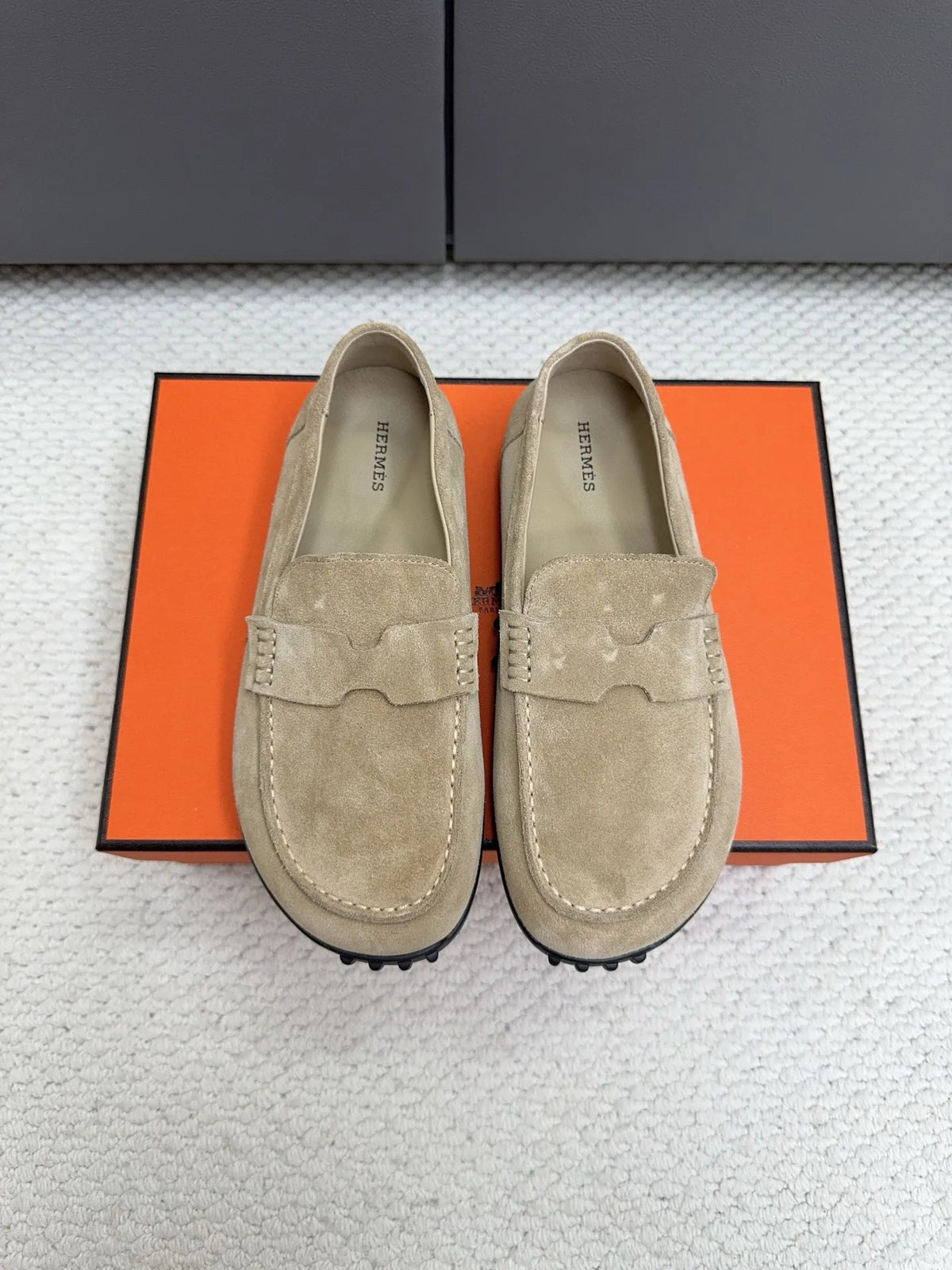 Hermès Unisex Leather Birkenstock Mule Loafers