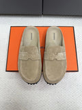 Hermès Unisex Leather Birkenstock Mule Loafers