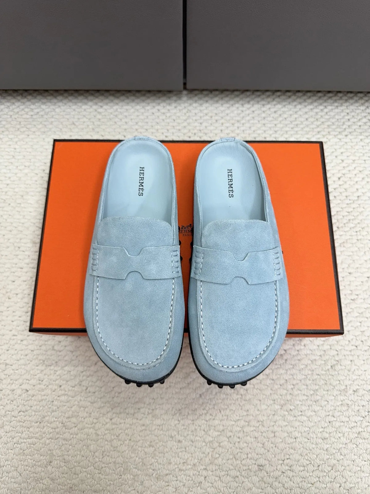 Hermès Unisex Leather Birkenstock Mule Loafers