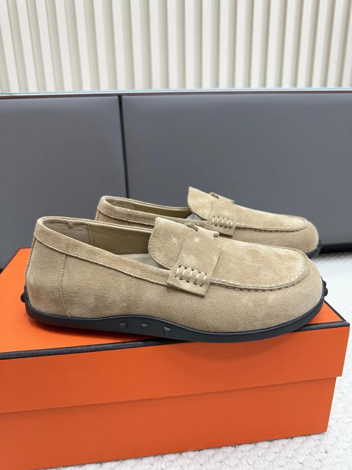 Hermès Unisex Leather Birkenstock Mule Loafers