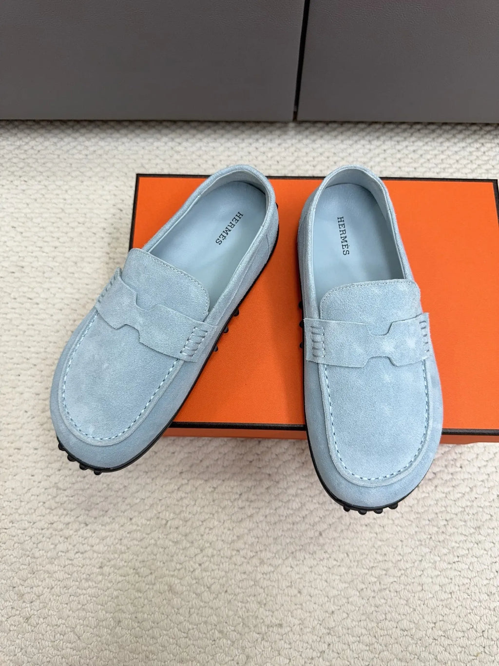 Hermès Unisex Leather Birkenstock Mule Loafers