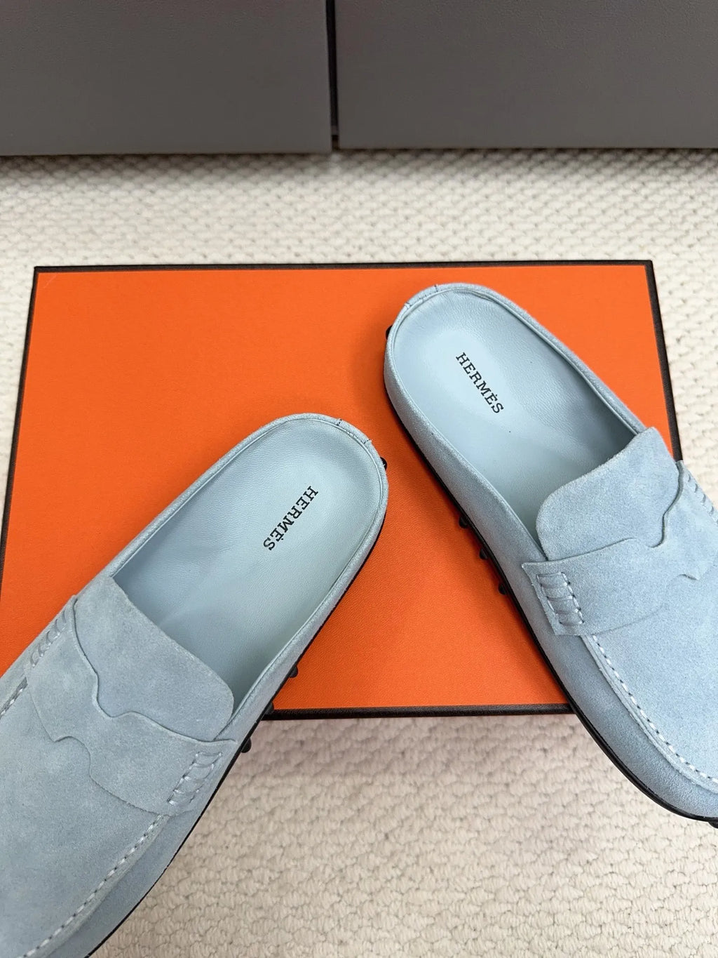 Hermès Unisex Leather Birkenstock Mule Loafers