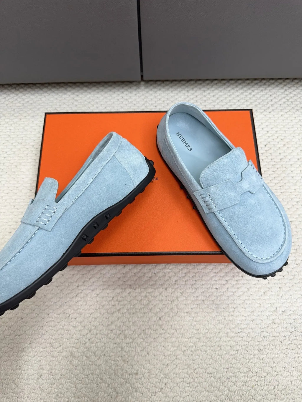Hermès Unisex Leather Birkenstock Mule Loafers