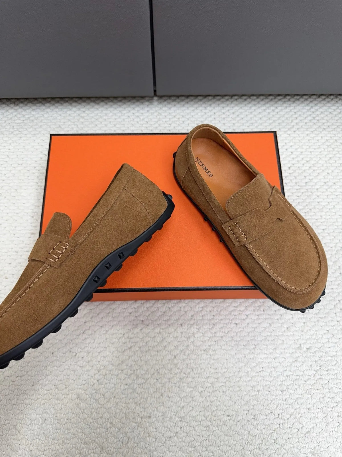 Hermès Unisex Leather Birkenstock Mule Loafers