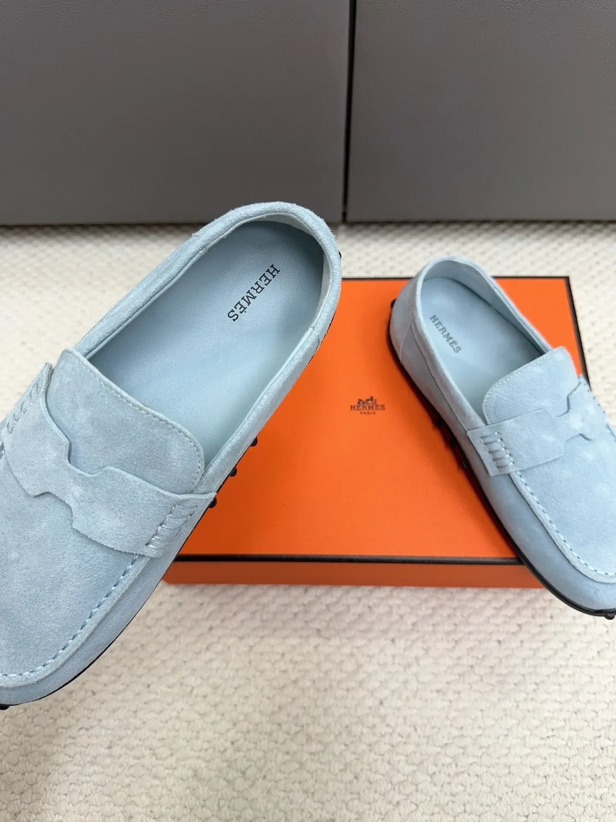 Hermès Unisex Leather Birkenstock Mule Loafers