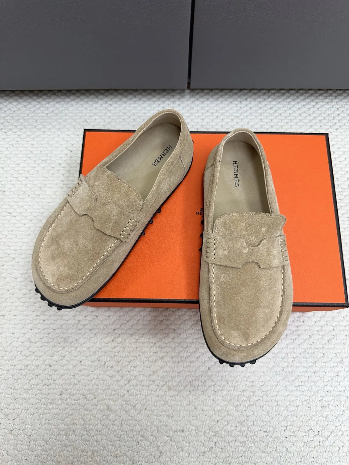 Hermès Unisex Leather Birkenstock Mule Loafers