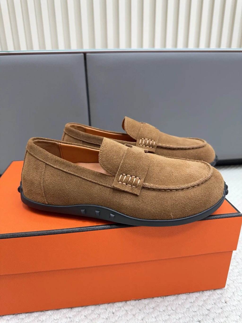 Hermès Unisex Leather Birkenstock Mule Loafers
