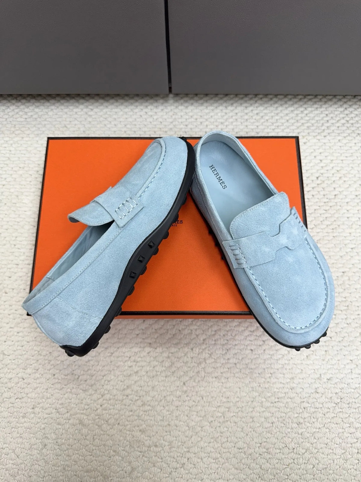 Hermès Unisex Leather Birkenstock Mule Loafers