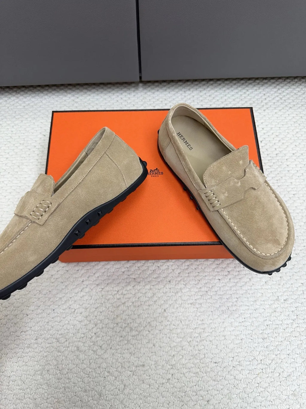 Hermès Unisex Leather Birkenstock Mule Loafers