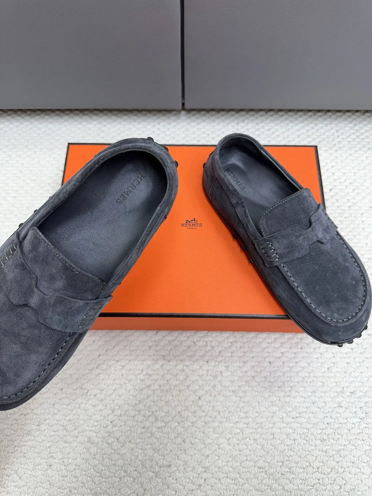 Hermès Unisex Leather Birkenstock Mule Loafers