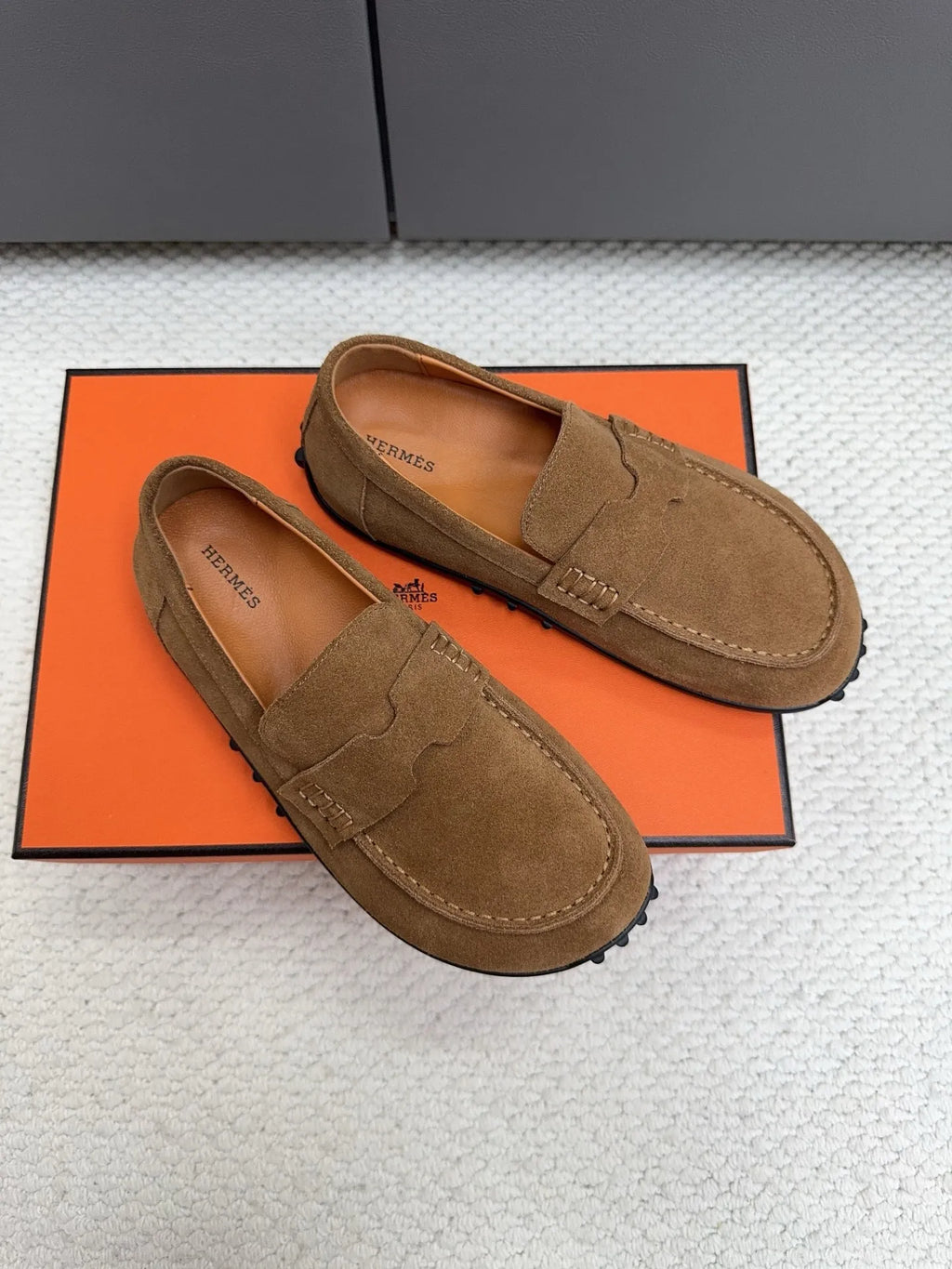 Hermès Unisex Leather Birkenstock Mule Loafers