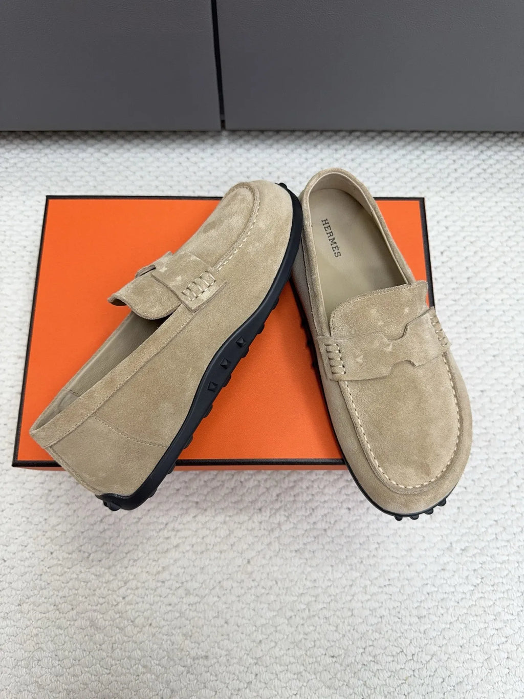 Hermès Unisex Leather Birkenstock Mule Loafers