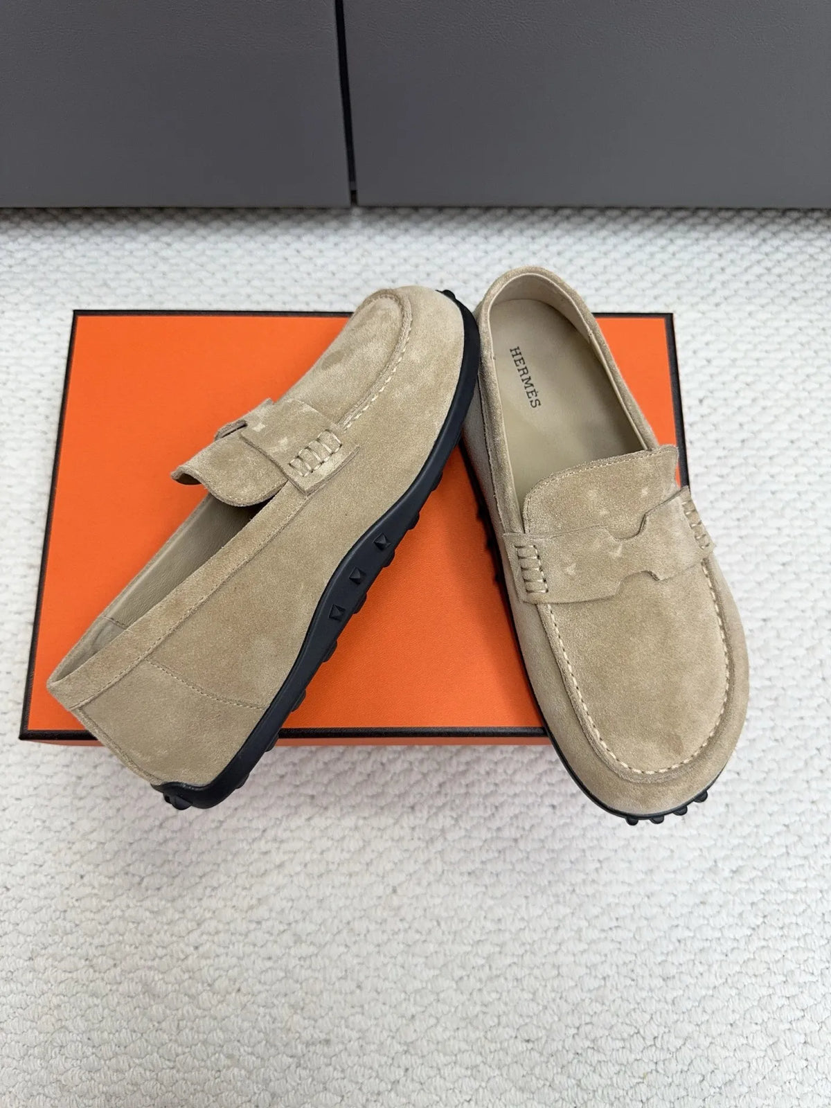 Hermès Unisex Leather Birkenstock Mule Loafers